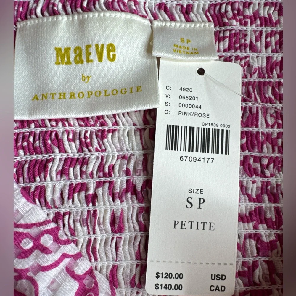 MAEVE ANTHROPOLOGIE Tie-Back Floral Printed Crop Top, Size SP.